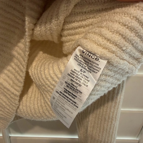 VINCE EUC Ribbed Polo Cardigan Knit Sweater Natural Ivory Cream S - Picture 5 of 5